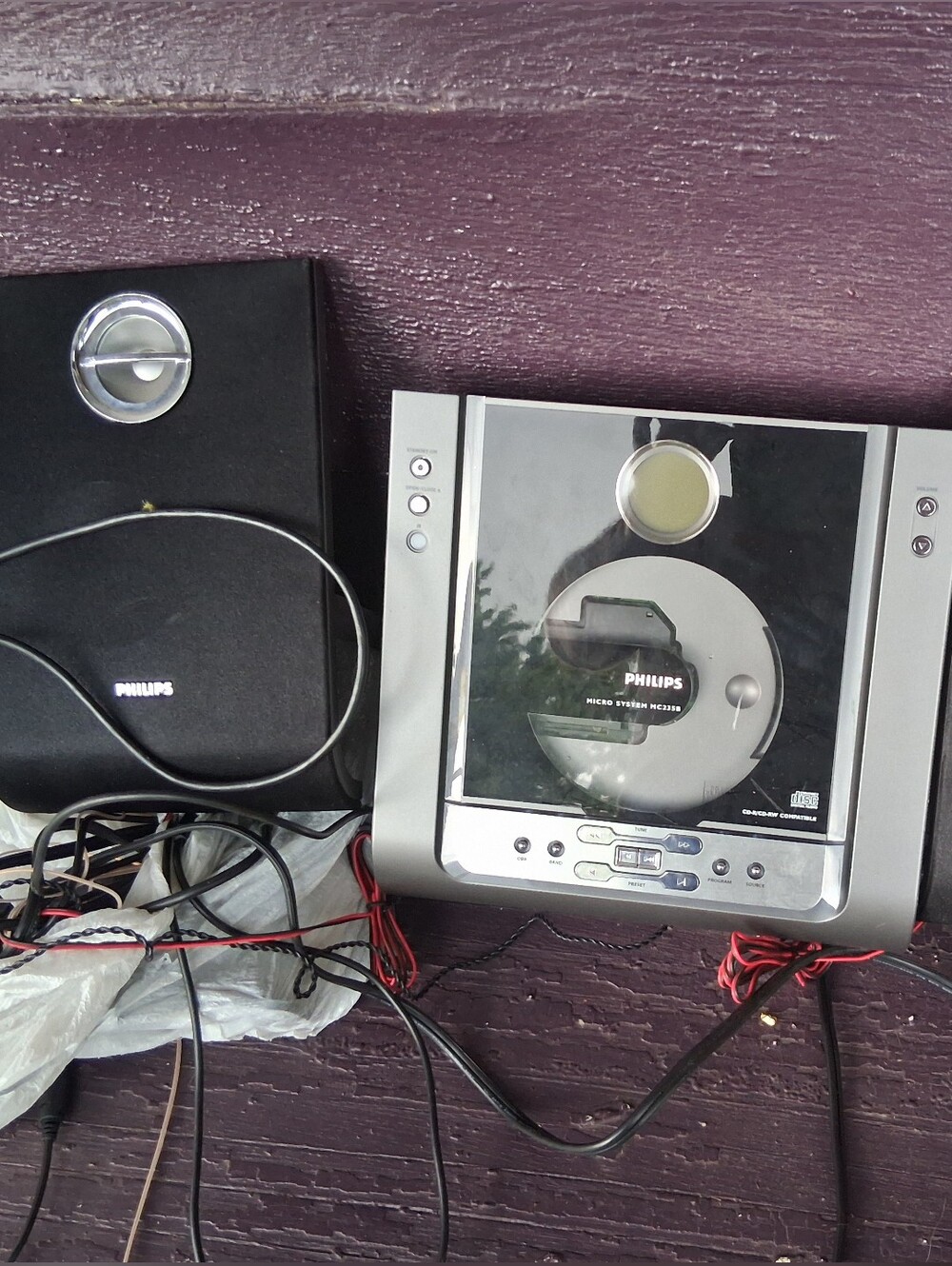 Philips Silver and Black Portable CD Micro System with Speakers